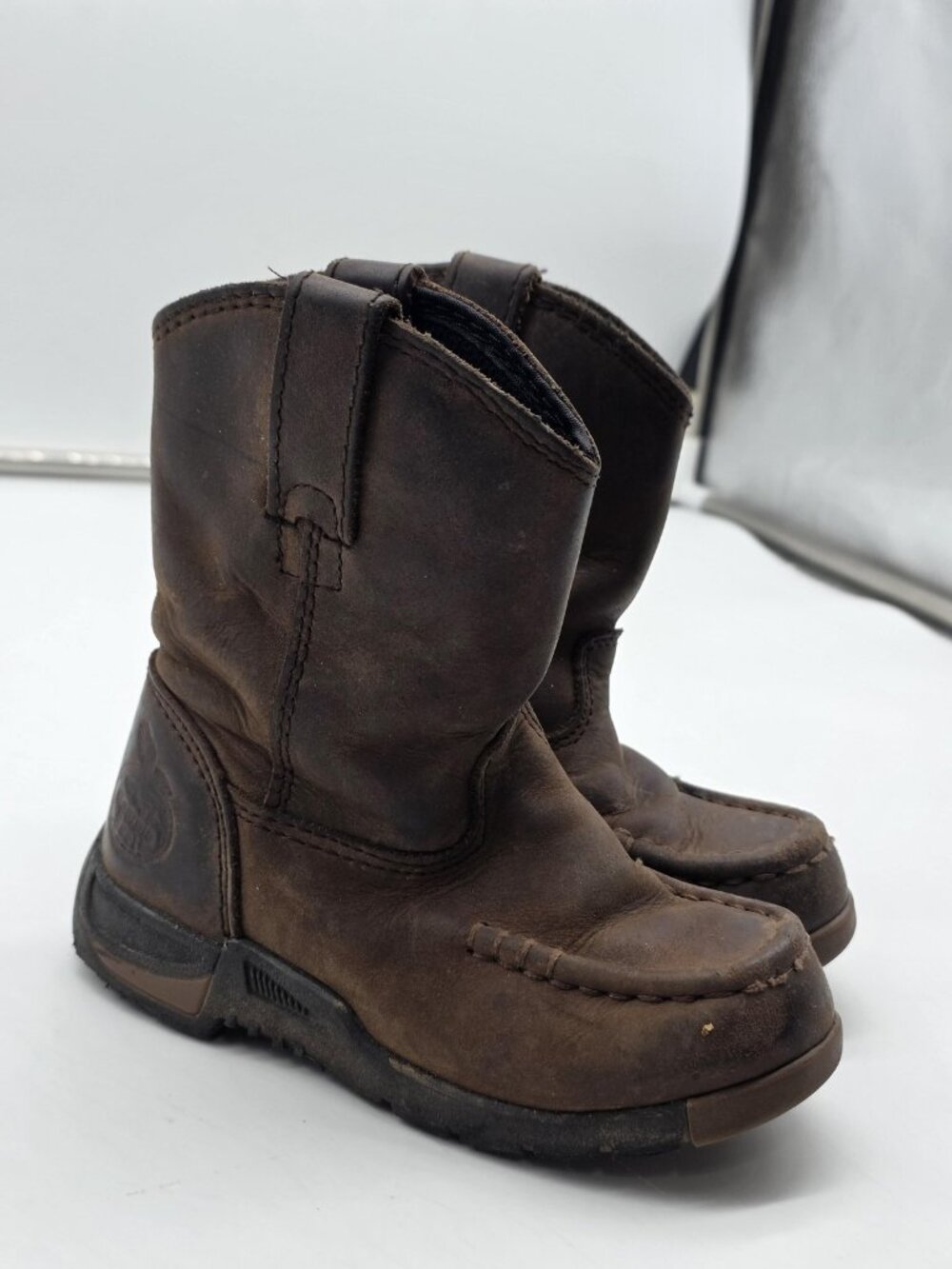Georgia Boot Boots Kids Size 8.5 Brown Leather Pull On Western GB00232C Damage